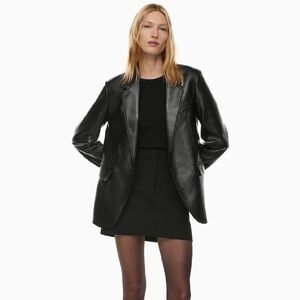 Babaton Black Vegan Leather Blazer